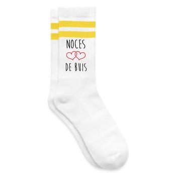 Noces de Buis 56 Jahre Ehe - Gestreifte Tennissocken - Weiß/Gelb - Rechts