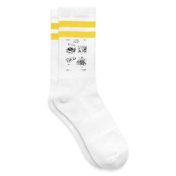 Retro Plattenspieler Blueprint-T-Shirt - Gestreifte Tennissocken - Weiß/Gelb - Rechts