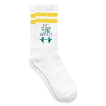 Eat Sleep Gym Repeat Fitnessstudio Bodybuilder - Chaussettes de tennis - blanc/jaune - Droite