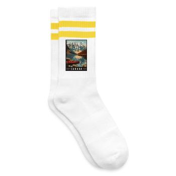 Discover Moraine Lake Canada Banff National Park - Striped tennis socks - white/yellow - Right