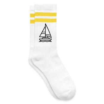 Segelschiff - Gestreifte Tennissocken - Weiß/Gelb - Rechts