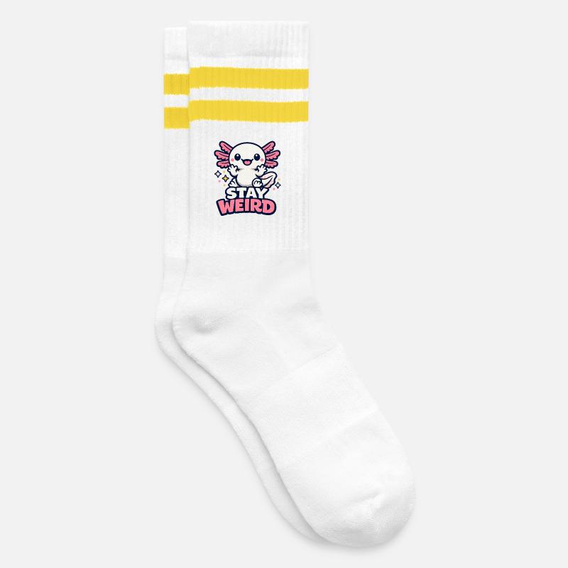 Reste bizarre - Axolotl - Chaussettes de tennis - blanc/jaune