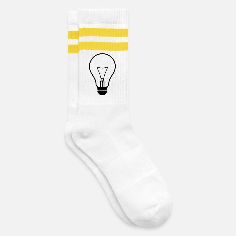 Illuminating Creative Lightbulb Design - Striped tennis socks - white/yellow