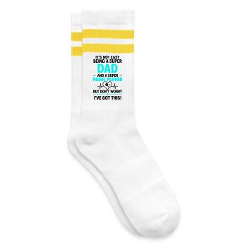 Cœur + Padel – Super Dad Padel Player - Chaussettes de tennis - blanc/jaune - Droite