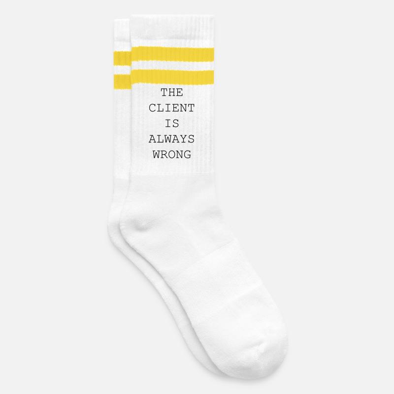 The Client Is Always Wrong – Designer & Freelancer - Striped tennis socks - white/yellow