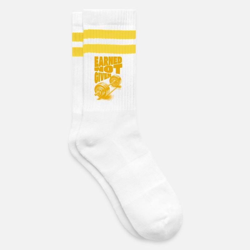 Earned Not Given – Success Through Hard Work - Striped tennis socks - white/yellow