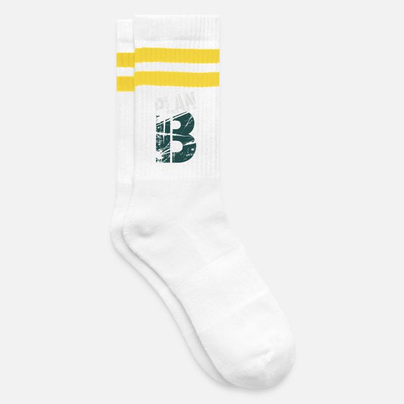 Grunge 13 Numeric Glyph - Striped tennis socks - white/yellow