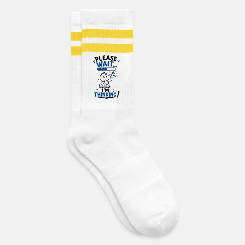 Wait... Loading reflection - Striped tennis socks - white/yellow