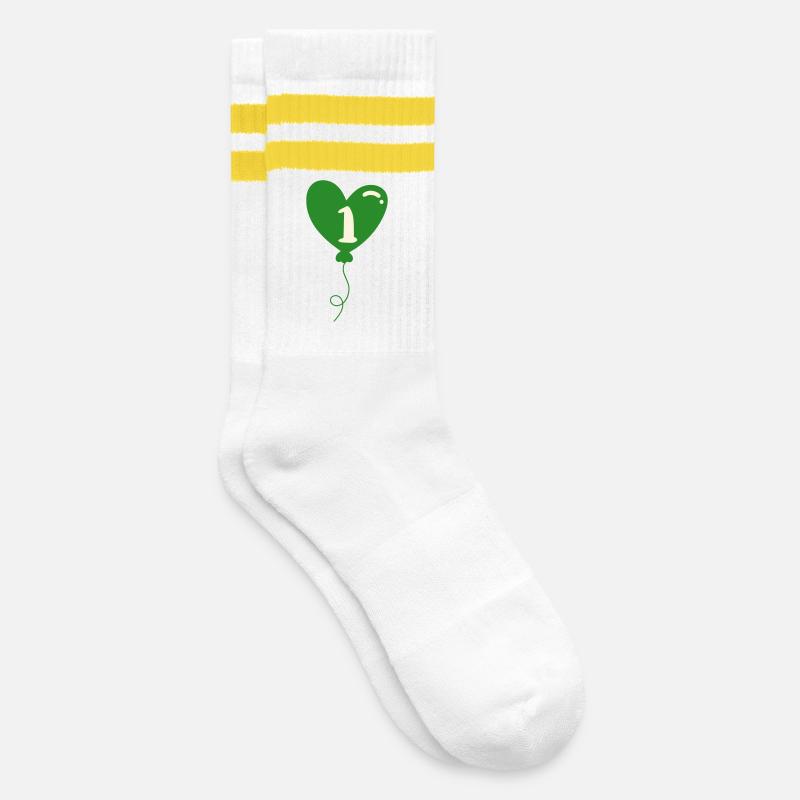 Endlich 1 - Gestreifte Tennissocken - Weiß/Gelb