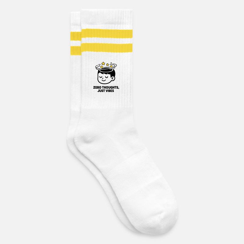 Zero Thoughts, Just Vibes - Striped tennis socks - white/yellow