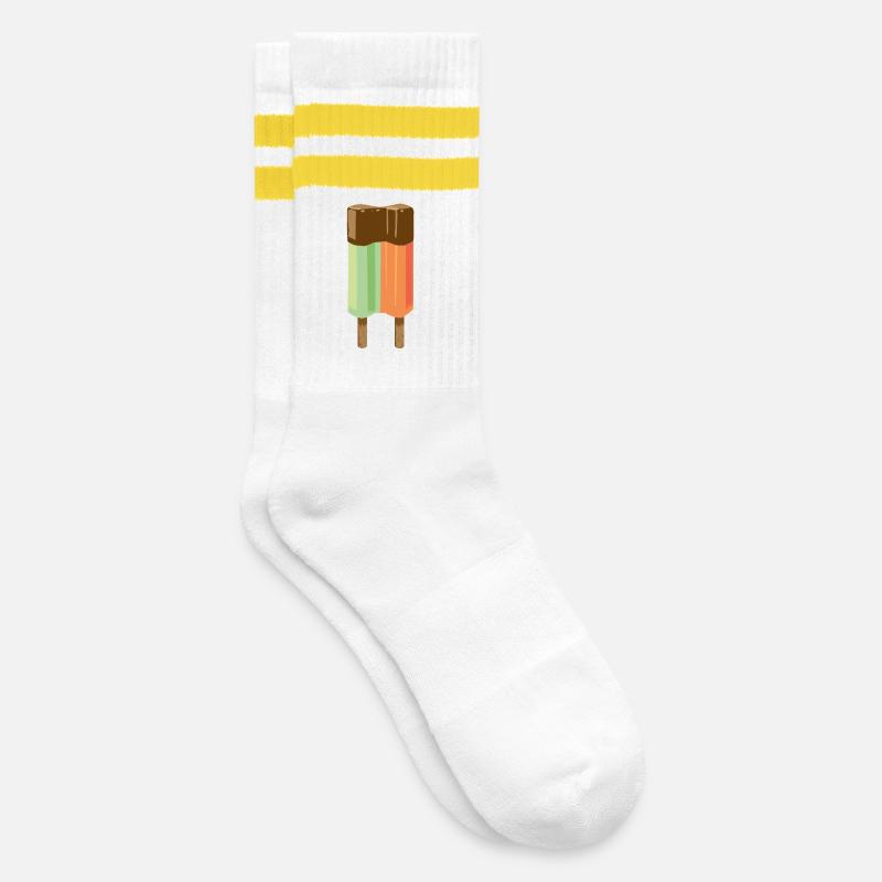 Popsicles - Striped tennis socks - white/yellow
