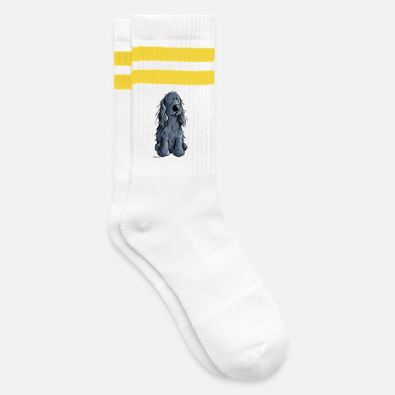 Süßer Cocker Spaniel - Gestreifte Tennissocken - Weiß/Gelb