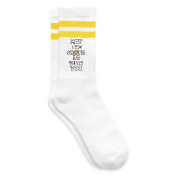Möge der Schaum mit dir sein - Gestreifte Tennissocken - Weiß/Gelb - Rechts