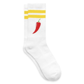 Red Chili Pepper Vegetables - Striped tennis socks - white/yellow - Right