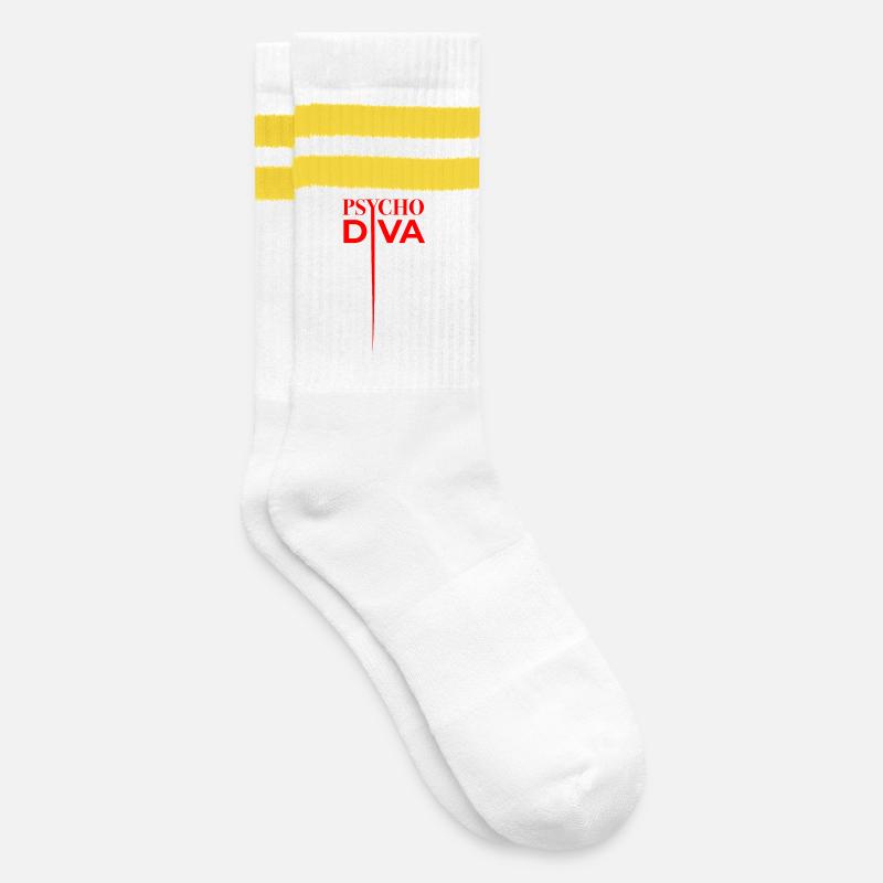 Diva Psycho – Sarcasme Sort Rouge - Chaussettes de tennis - blanc/jaune