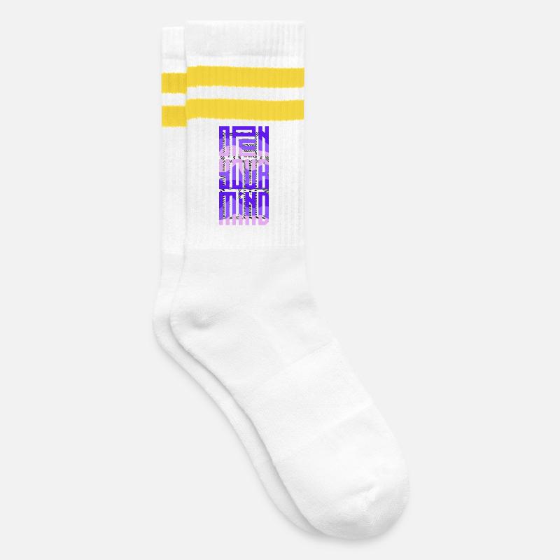Neon Block Gradient - Striped tennis socks - white/yellow