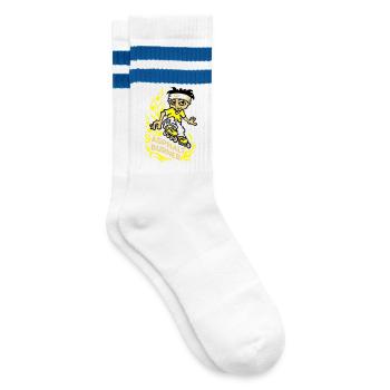 Asphalt-Brenner - Gestreifte Tennissocken - Weiß/Blau - Rechts