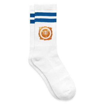 Sternentor der Manifestation - Sonja Ariel - Gestreifte Tennissocken - Weiß/Blau - Rechts