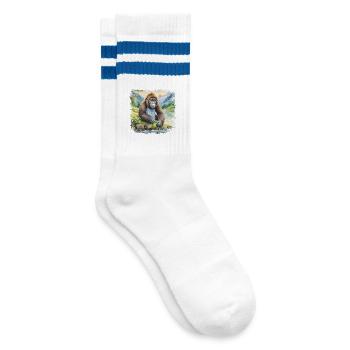 Mignon jeune gorille > peinture à l’aquarelle - Chaussettes de tennis - blanc/bleu - Droite