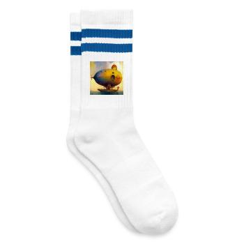 Schiff 02 - Gestreifte Tennissocken - Weiß/Blau - Rechts