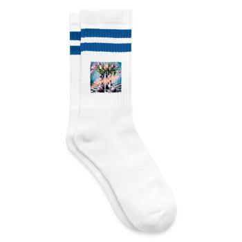 Es ist Frühling… - Gestreifte Tennissocken - Weiß/Blau - Rechts