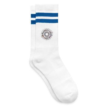 Mandala der Leere - Gestreifte Tennissocken - Weiß/Blau - Rechts