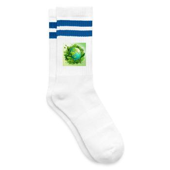 Green Planet - Striped tennis socks - white/blue - Right