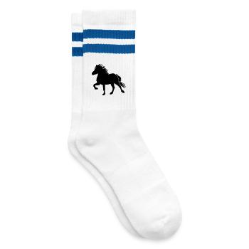 Powerful Icelandic Horse Tölt, Icelandic, Icelandic Pony - Striped tennis socks - white/blue - Right