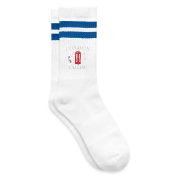 London is calling, England, red phone booth - Striped tennis socks - white/blue - Right