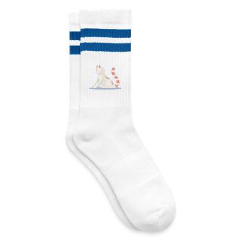Chat en posture de yoga méditatif - Chaussettes de tennis - blanc/bleu - Droite