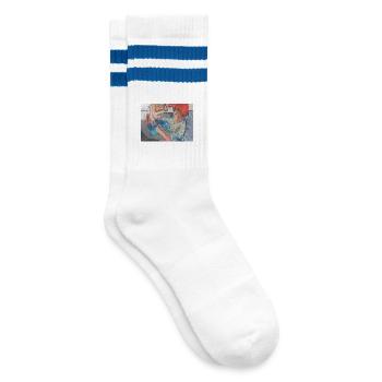 Blaue Gitarre - Gestreifte Tennissocken - Weiß/Blau - Rechts