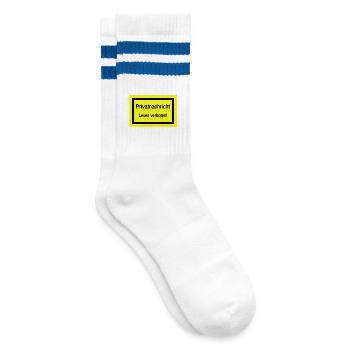 Lustiger Spruch - Gestreifte Tennissocken - Weiß/Blau - Rechts