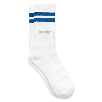 Festival-goer one day, festival-goer forever - Striped tennis socks - white/blue - Right