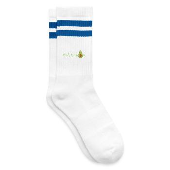Avocado Heartbeat Avo Vegetarian - Gestreifte Tennissocken - Weiß/Blau - Rechts