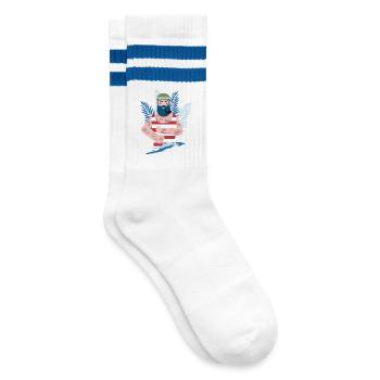 Marin capitaine tatouage pipe mer côte moin barbe - Chaussettes de tennis - blanc/bleu - Droite
