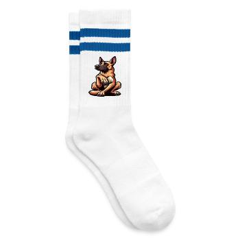 Malinois Belgian Shepherd Malinois Owner - Striped tennis socks - white/blue - Right
