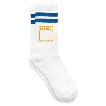 Kann spontan anfangen, über Flugzeuge zu sprechen - Gestreifte Tennissocken - Weiß/Blau - Rechts