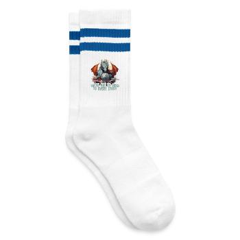 20 Seiten Einer Geschichte W20 RPG Shirt - Gestreifte Tennissocken - Weiß/Blau - Rechts