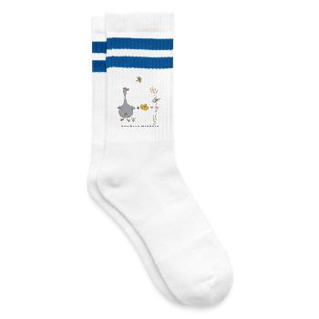 Gans und Blümchen gleich Gänseblümchen - Gestreifte Tennissocken - Weiß/Blau - Rechts