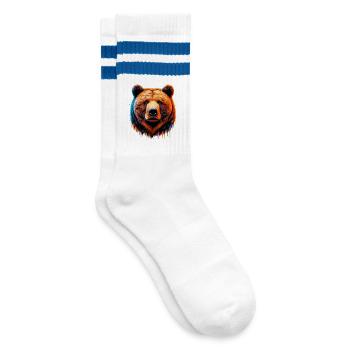 Bär - Gestreifte Tennissocken - Weiß/Blau - Rechts