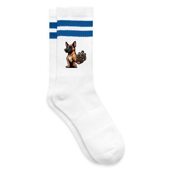 Malinois Belgian Shepherd Malinois Owner - Striped tennis socks - white/blue - Right