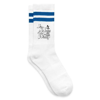 Ja Moin oder Watt? - Gestreifte Tennissocken - Weiß/Blau - Rechts