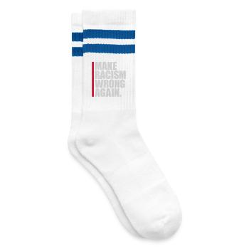 make racism wrong again - Gestreifte Tennissocken - Weiß/Blau - Rechts