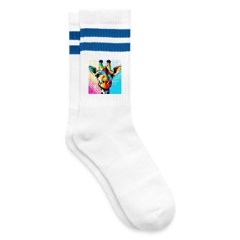 Girafe Pop Art - Chaussettes de tennis - blanc/bleu - Droite