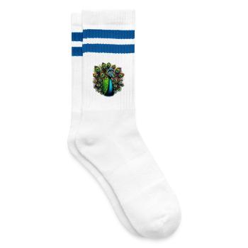 Pfau - Gestreifte Tennissocken - Weiß/Blau - Rechts