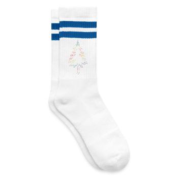 Christbaum, Tannenbaum oder Weihnachtsbaum Umriss - Gestreifte Tennissocken - Weiß/Blau - Rechts