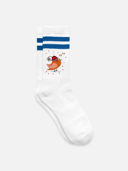 Fasching Karneval Konfetti - Gestreifte Tennissocken - Weiß/Blau