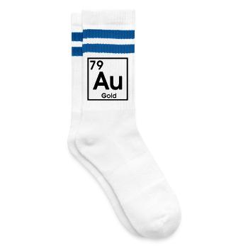 AU Gold – Schattenelement Design - Gestreifte Tennissocken - Weiß/Blau - Rechts