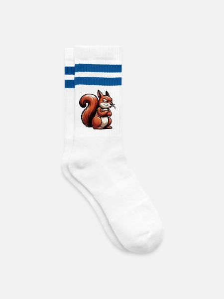 Eichhörnchen Eichhorn Eichhörnchenliebhaber Nager - Gestreifte Tennissocken - Weiß/Blau