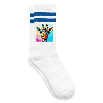 Girafe Pop Art - Chaussettes de tennis - blanc/bleu - Droite